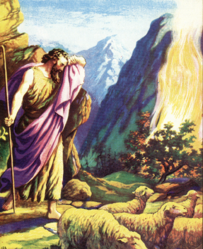 горящий терновый куст и Моисей